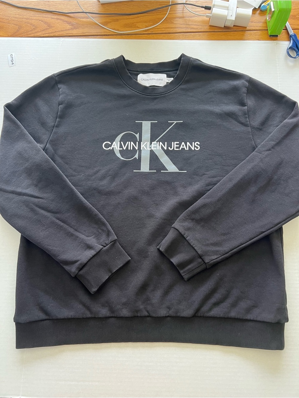 Calvin Klein Jeans Black Crewneck Sweatshirt with Large CK Logo Size XXL